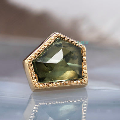 threadless: Geometric Cut Madagascar Sapphire End in Gold - 6.2mm