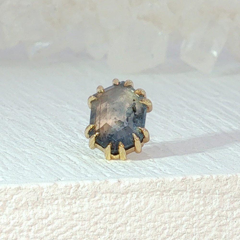 threadless: Geometric Cut Madagascar Sapphire End in Gold - 7.3mm