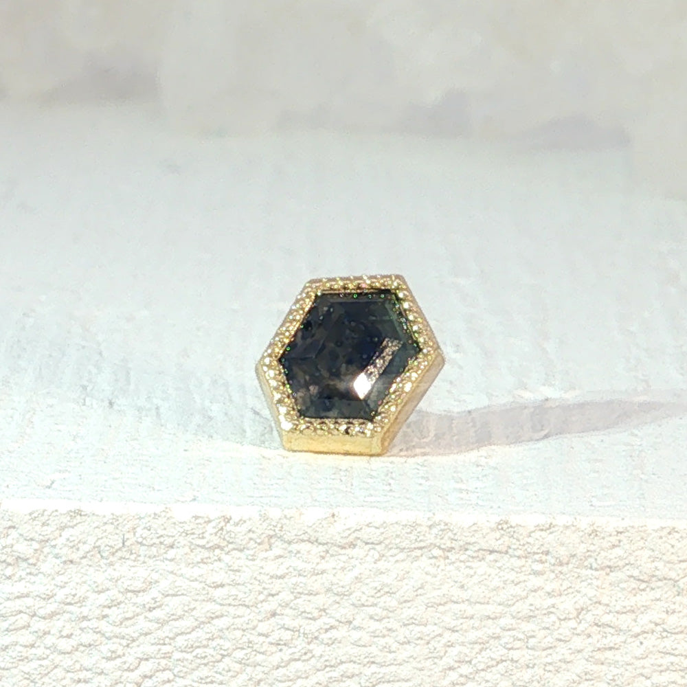 threadless: Geometric Cut Madagascar Sapphire End in Gold - 6.7mm