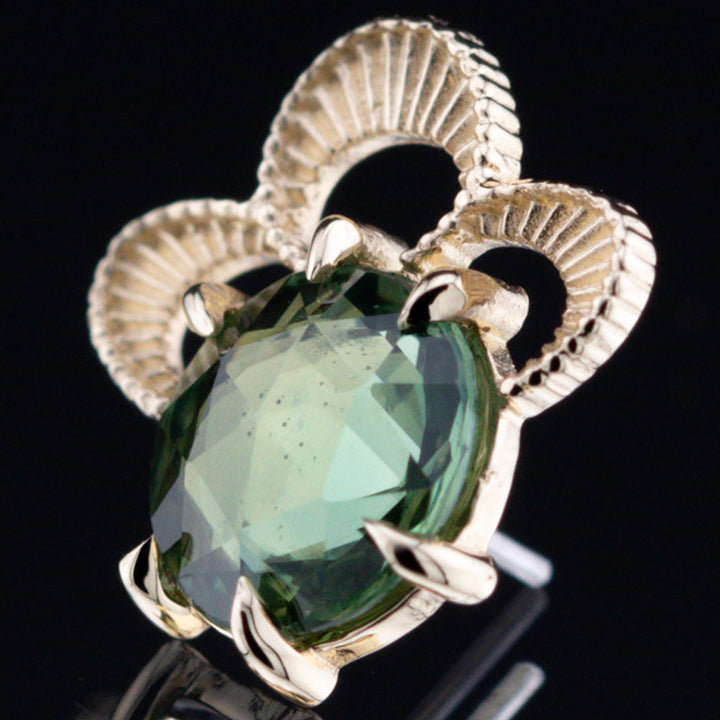threadless: "The Violet" Rose Cut Green Sapphire End in Gold - 10.1mm