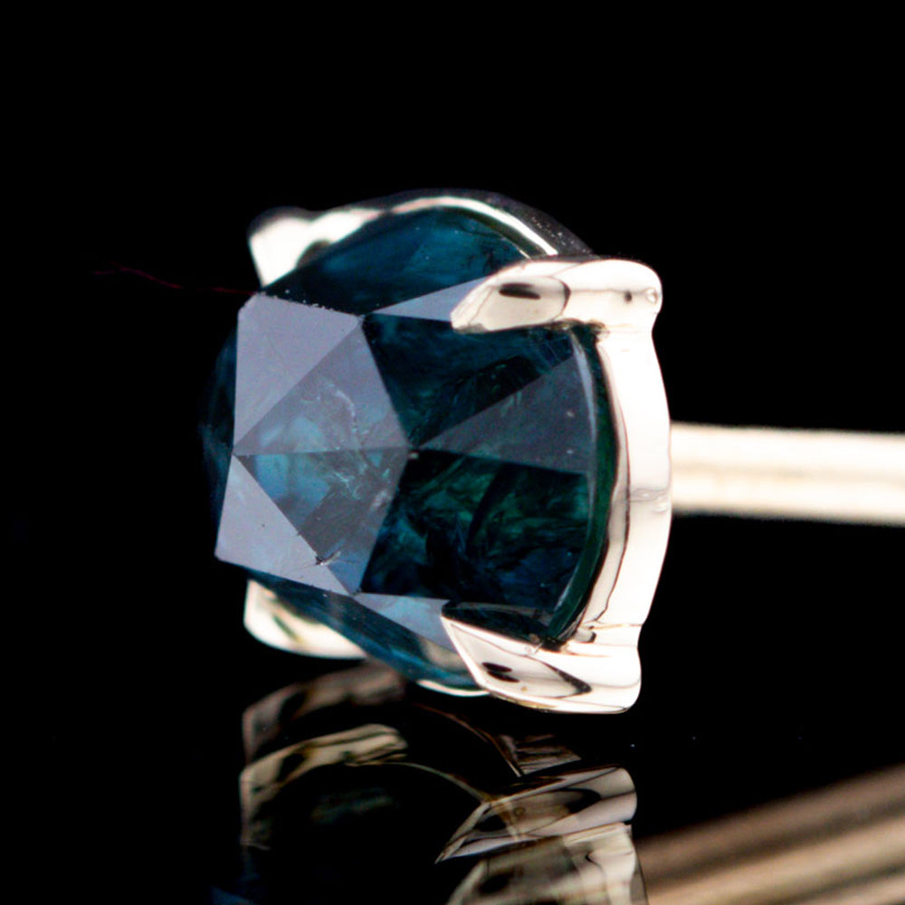 threadless: Rose Cut Madagascar Blue Sapphire End in Gold - 6.2mm