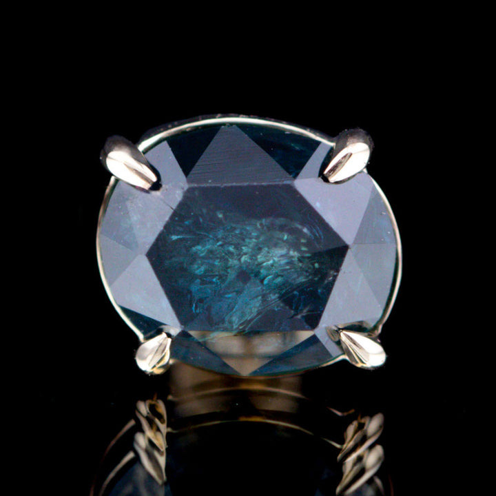 threadless: Rose Cut Madagascar Blue Sapphire End in Gold - 6.2mm