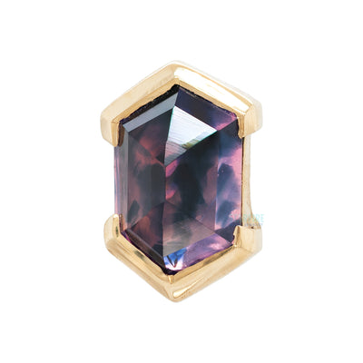 threadless: Elongated Hexagon Cut End in Gold with Winza Sapphire