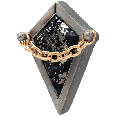 "Captain" Threaded End in Black Rhodium - Gold with Pyrite