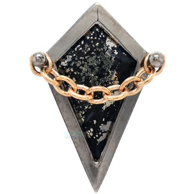 "Captain" Threaded End in Black Rhodium - Gold with Pyrite