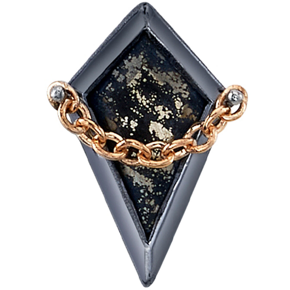 "Captain" Threaded End in Black Rhodium - Gold with Pyrite