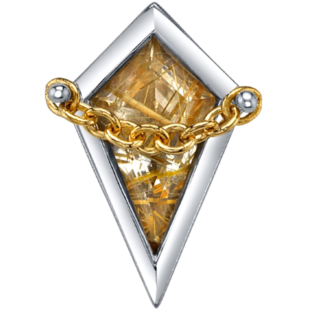 "Captain" Threaded End in Gold with Rutilated Quartz