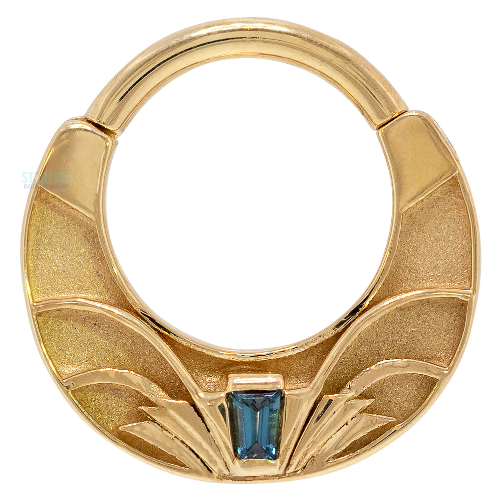 Petite "Architect" Hinge Ring in Gold & Platinum with London Blue Topaz