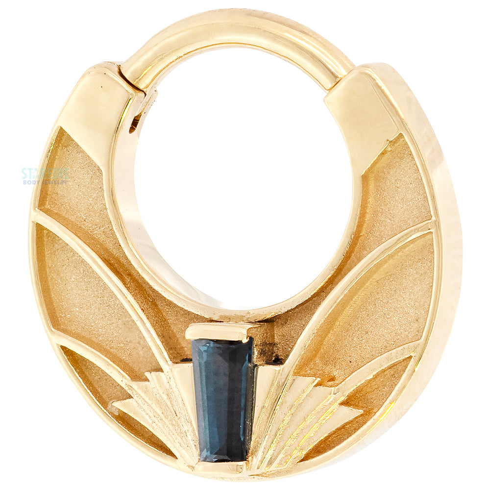"Architect" Hinge Ring in Gold & Platinum with London Blue Topaz