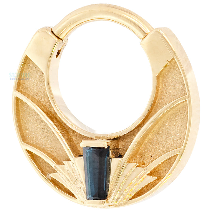 "Architect" Hinge Ring in Gold & Platinum with London Blue Topaz