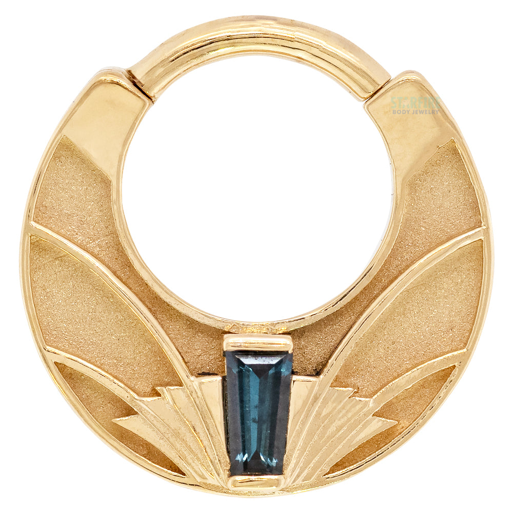 "Architect" Hinge Ring in Gold & Platinum with London Blue Topaz