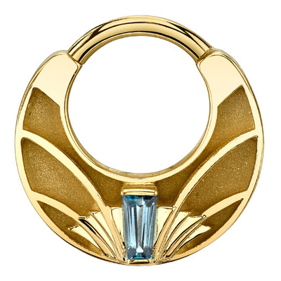 "Architect" Hinge Ring in Gold with London Blue Topaz