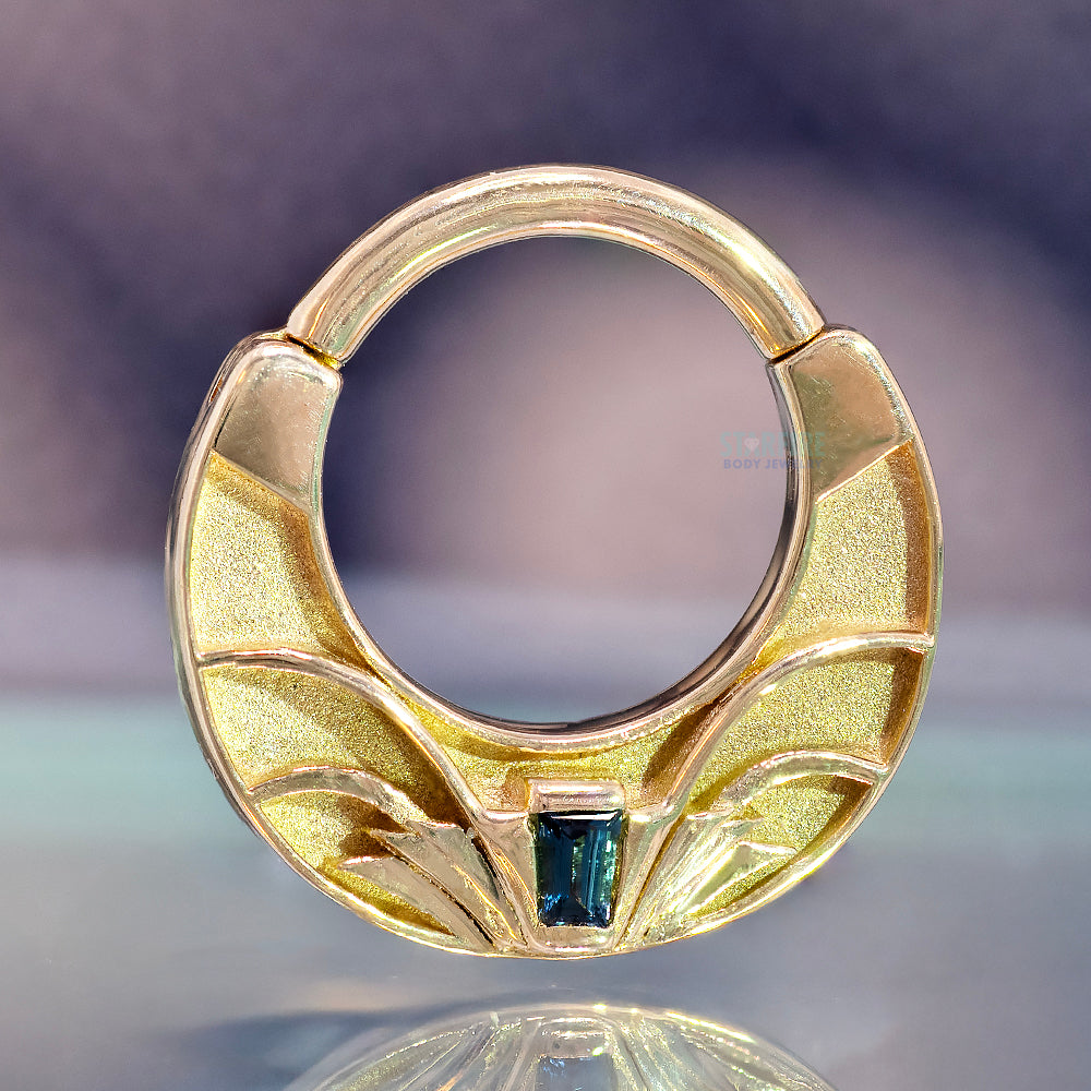 Petite "Architect" Hinge Ring in Gold & Platinum with London Blue Topaz