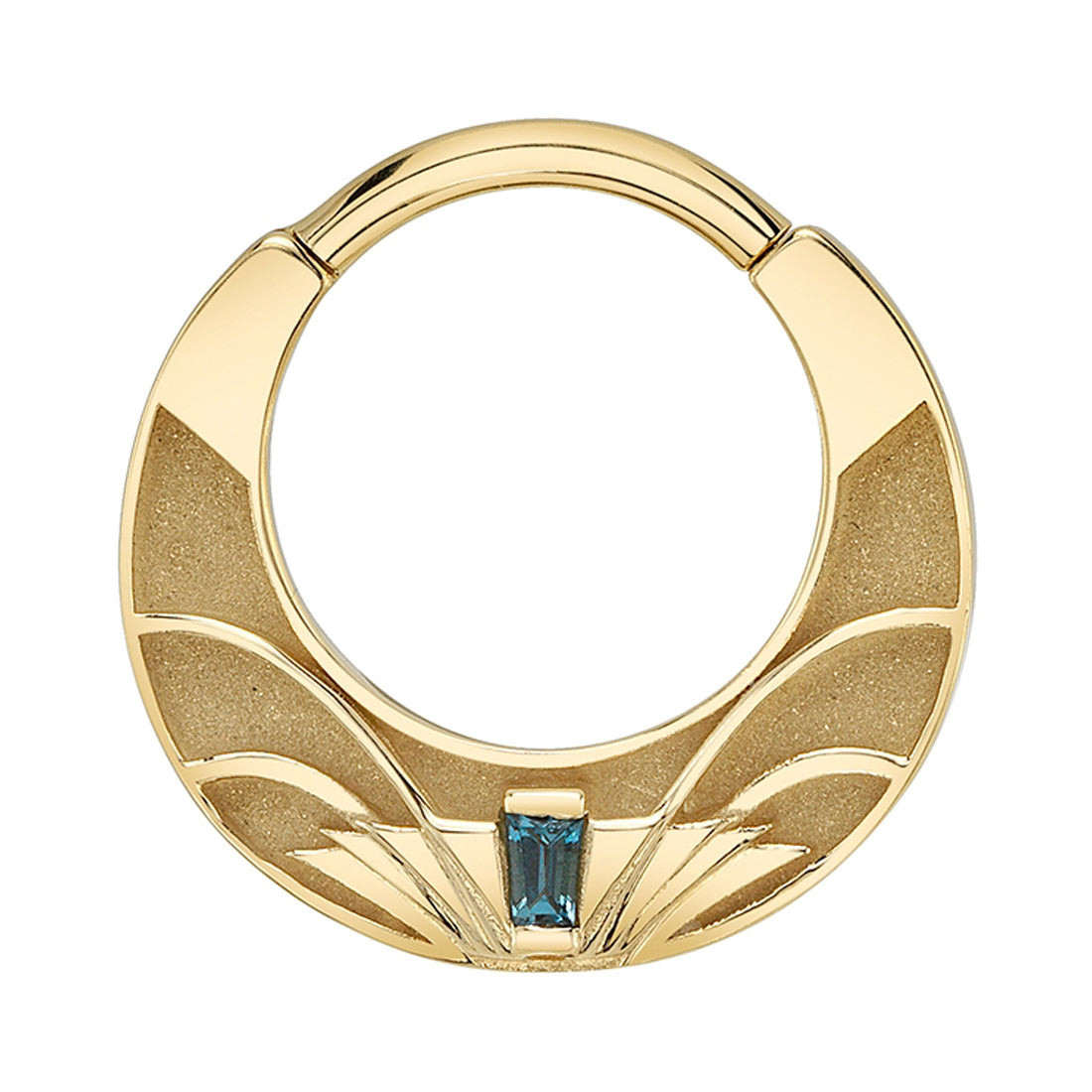 Petite "Architect" Hinge Ring in Gold & Platinum with London Blue Topaz
