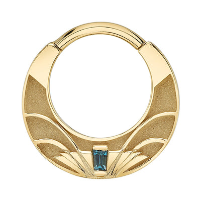Petite "Architect" Hinge Ring in Gold & Platinum with London Blue Topaz
