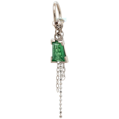 Tablet Cut Tsavorite Seam Ring with Chains in Gold