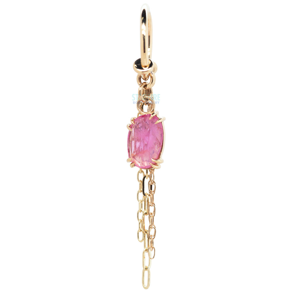 Rose Cut Umba Sapphire Seam Ring with Chains in Gold - 7.6mm