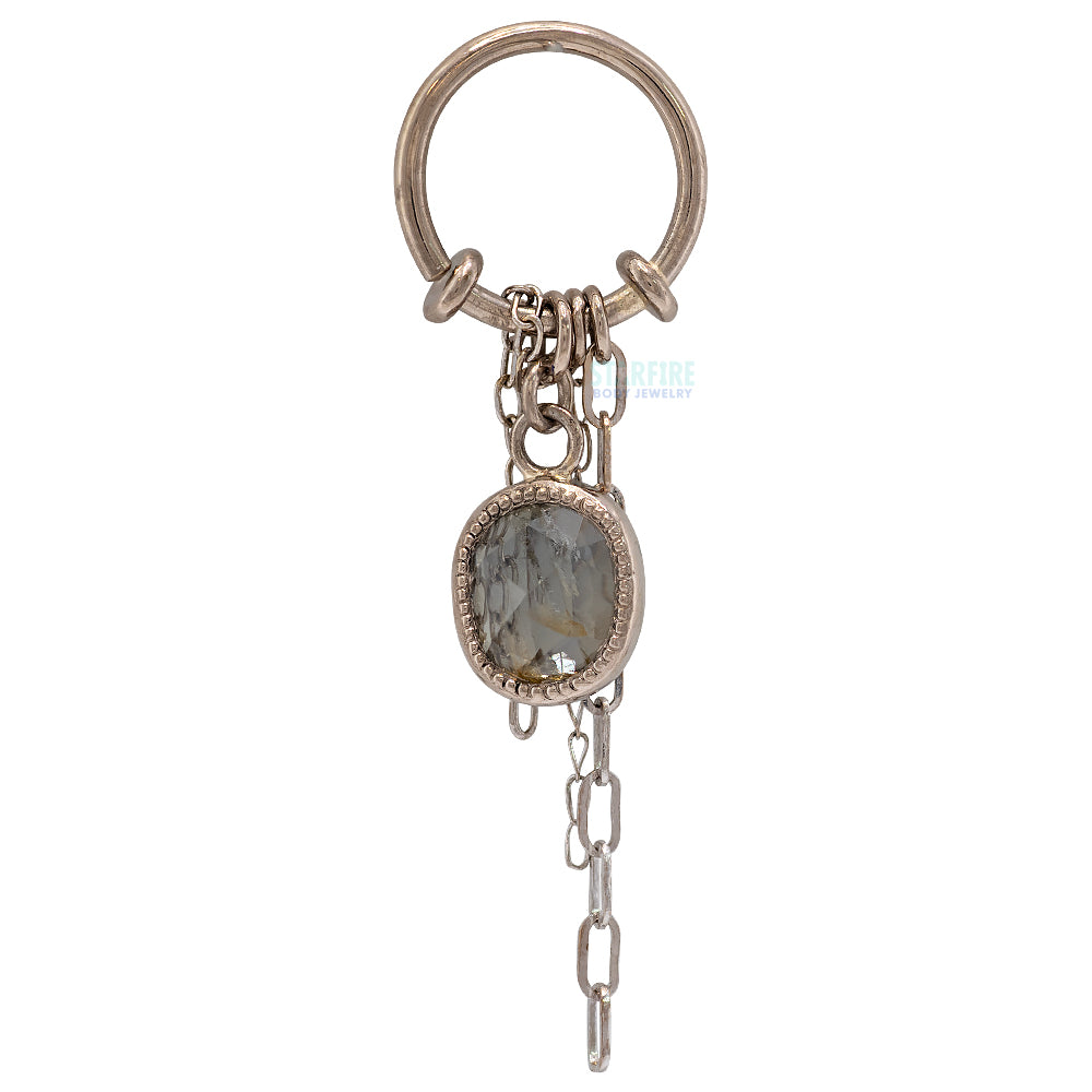 Rose Cut Umba Sapphire Seam Ring with Chains in Gold - 7.4mm