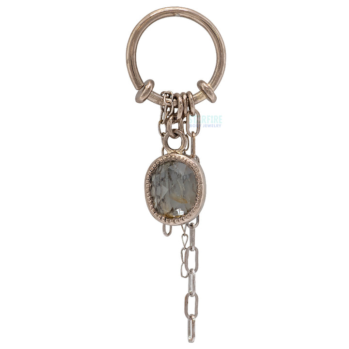 Rose Cut Umba Sapphire Seam Ring with Chains in Gold - 7.4mm