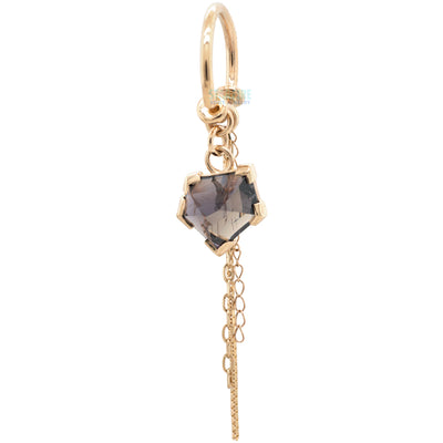 Geometric Cut Grey Umba Sapphire Seam Ring with Chains in Gold - 7mm