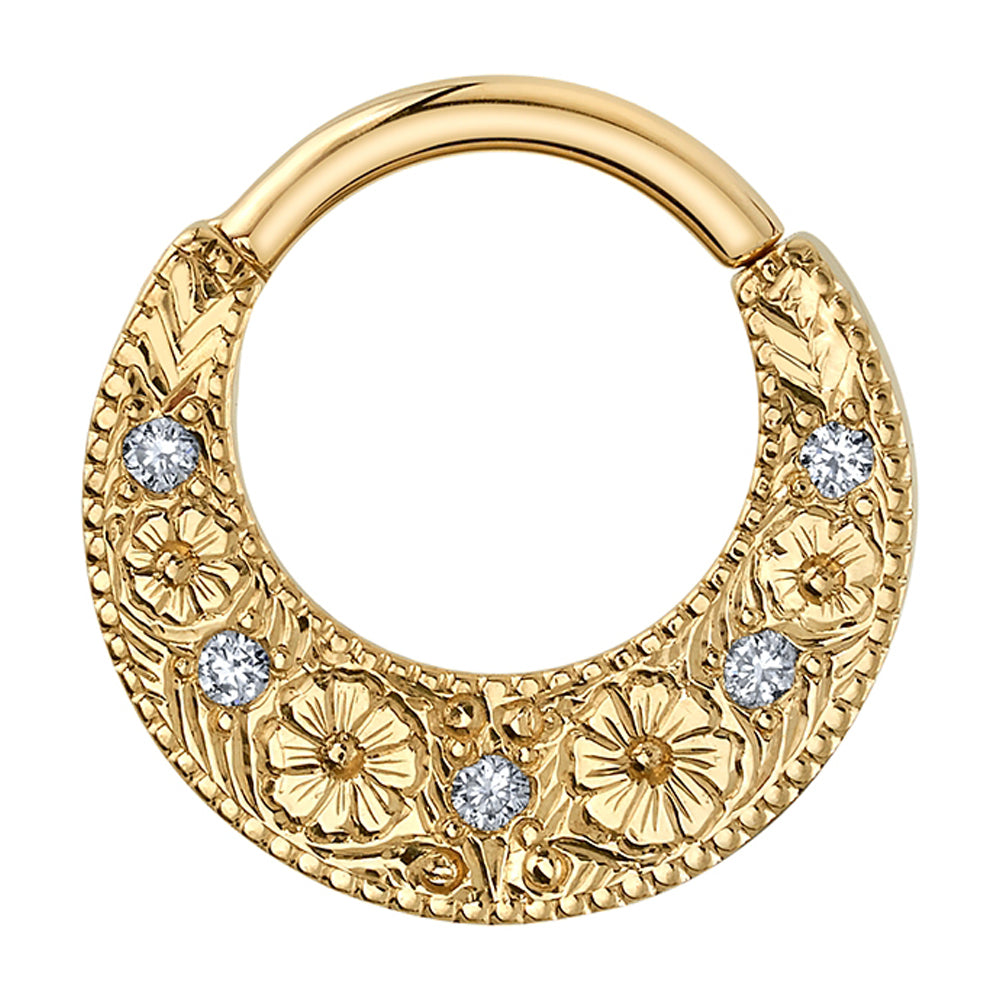 "Primrose" Hinge Ring in Gold & Platinum with Diamonds