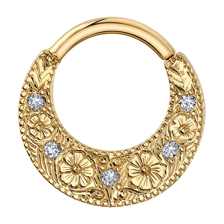 "Primrose" Hinge Ring in Gold & Platinum with Diamonds
