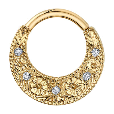 "Primrose" Hinge Ring in Gold with Diamonds