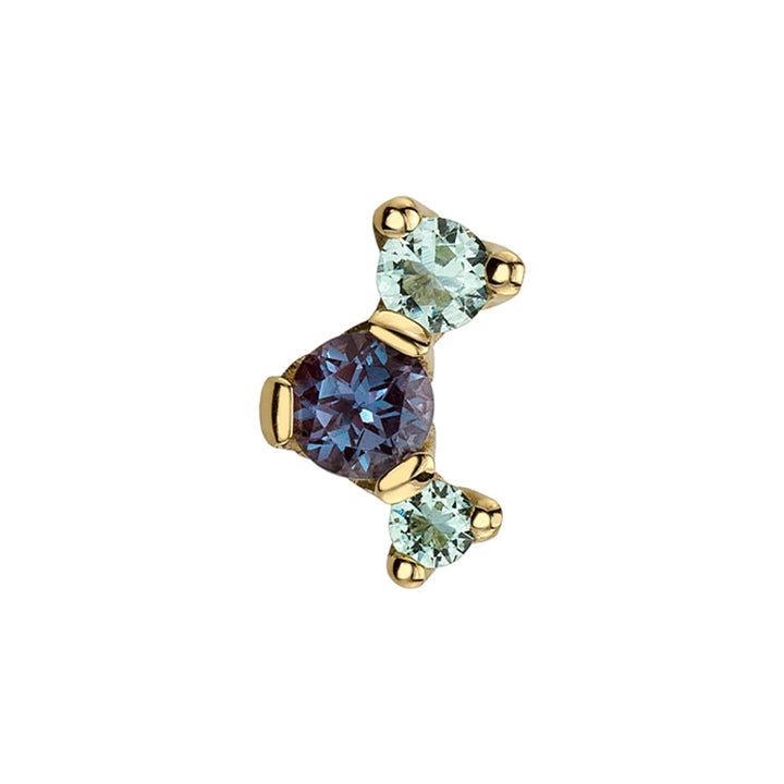 threadless: 3 Gem "Ripple" Pin in Gold & Platinum with Mint Beryl & Chatham Alexandrite