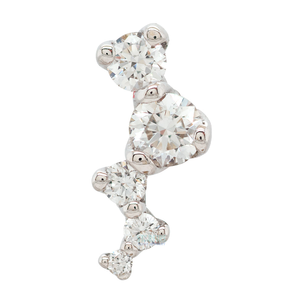 "Ripple" Threaded End in Gold & Platinum with DIAMONDS
