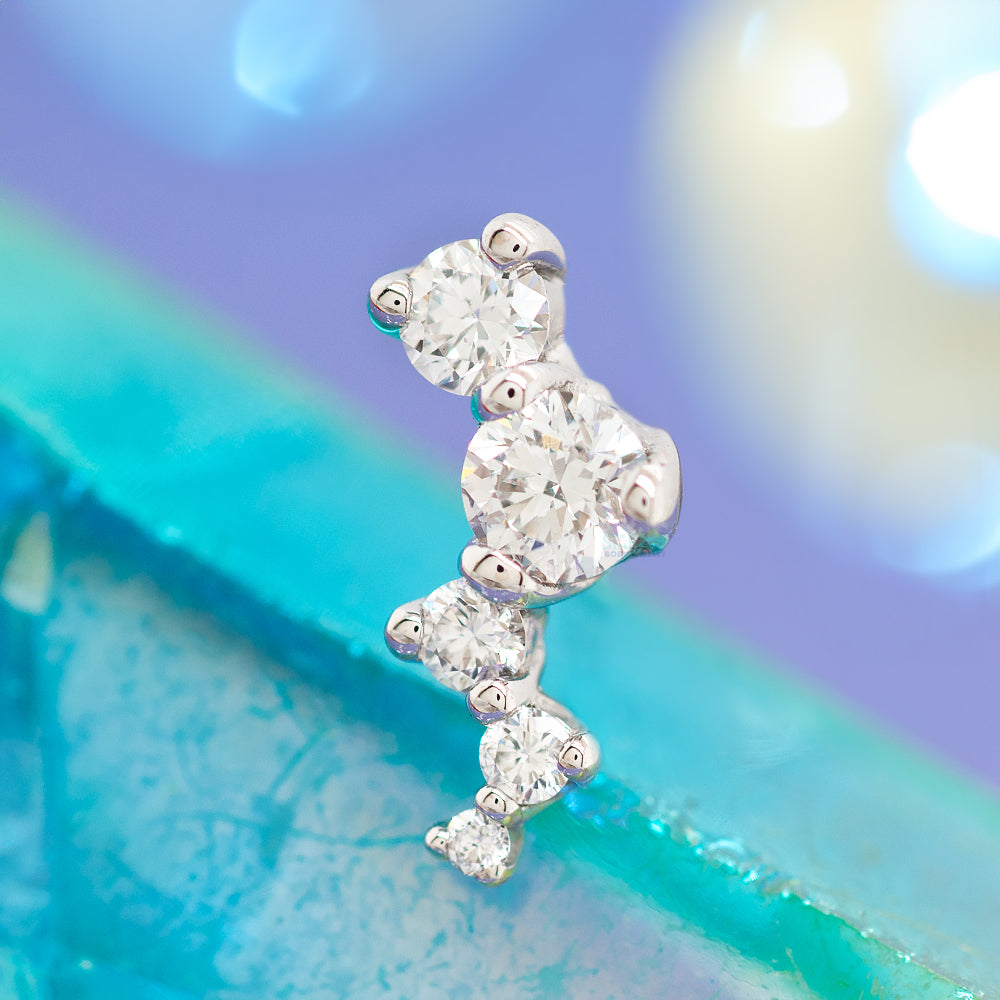 "Ripple" Threaded End in Gold & Platinum with DIAMONDS
