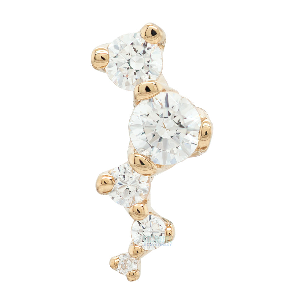 "Ripple" Threaded End in Gold & Platinum with White CZ's