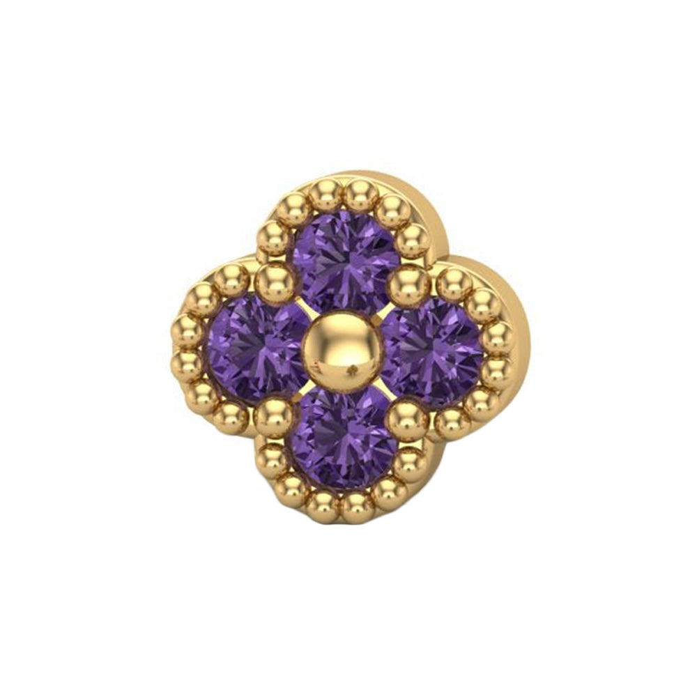 Big Clover Threaded End in Gold with CZ's