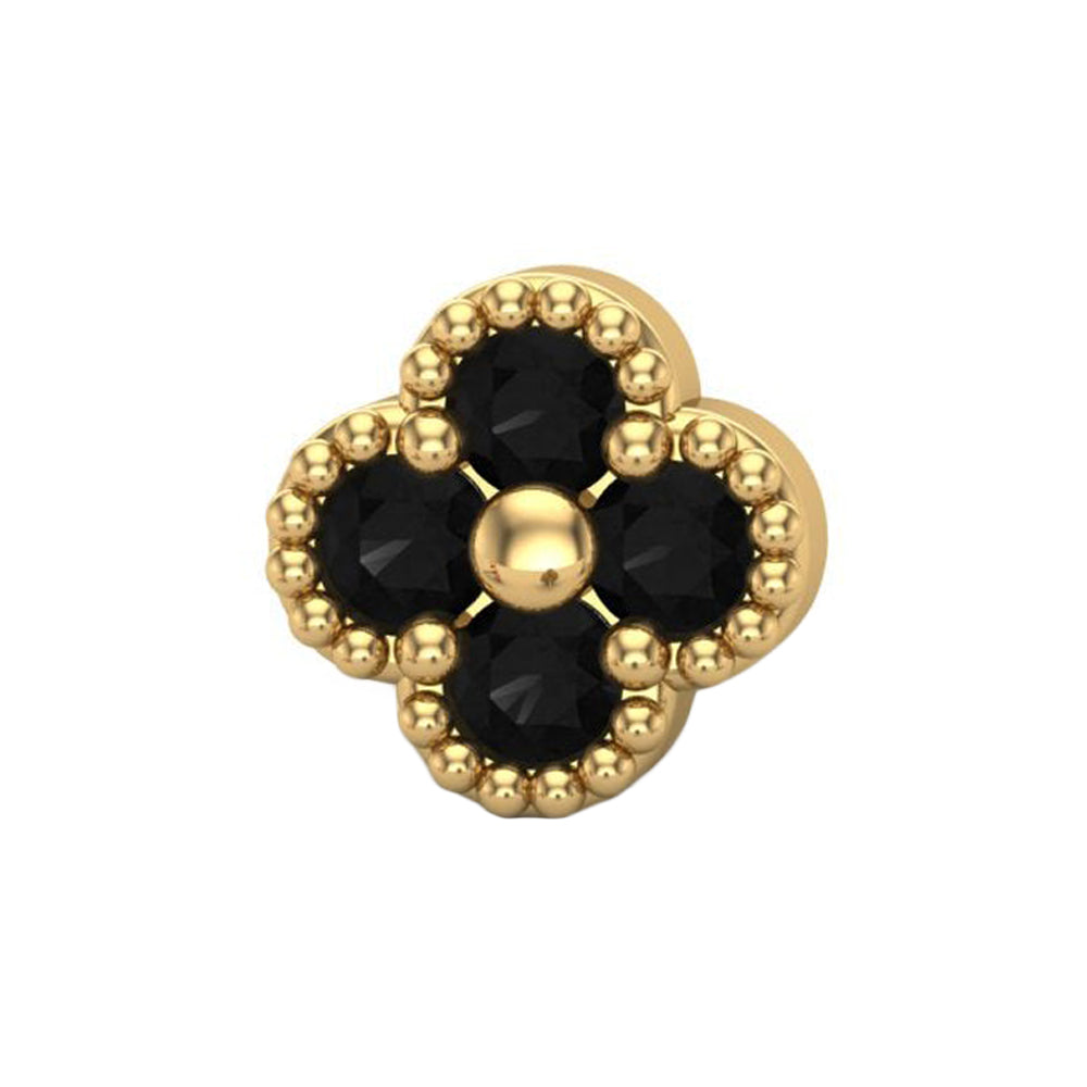 Big Clover Threaded End in Gold with CZ's