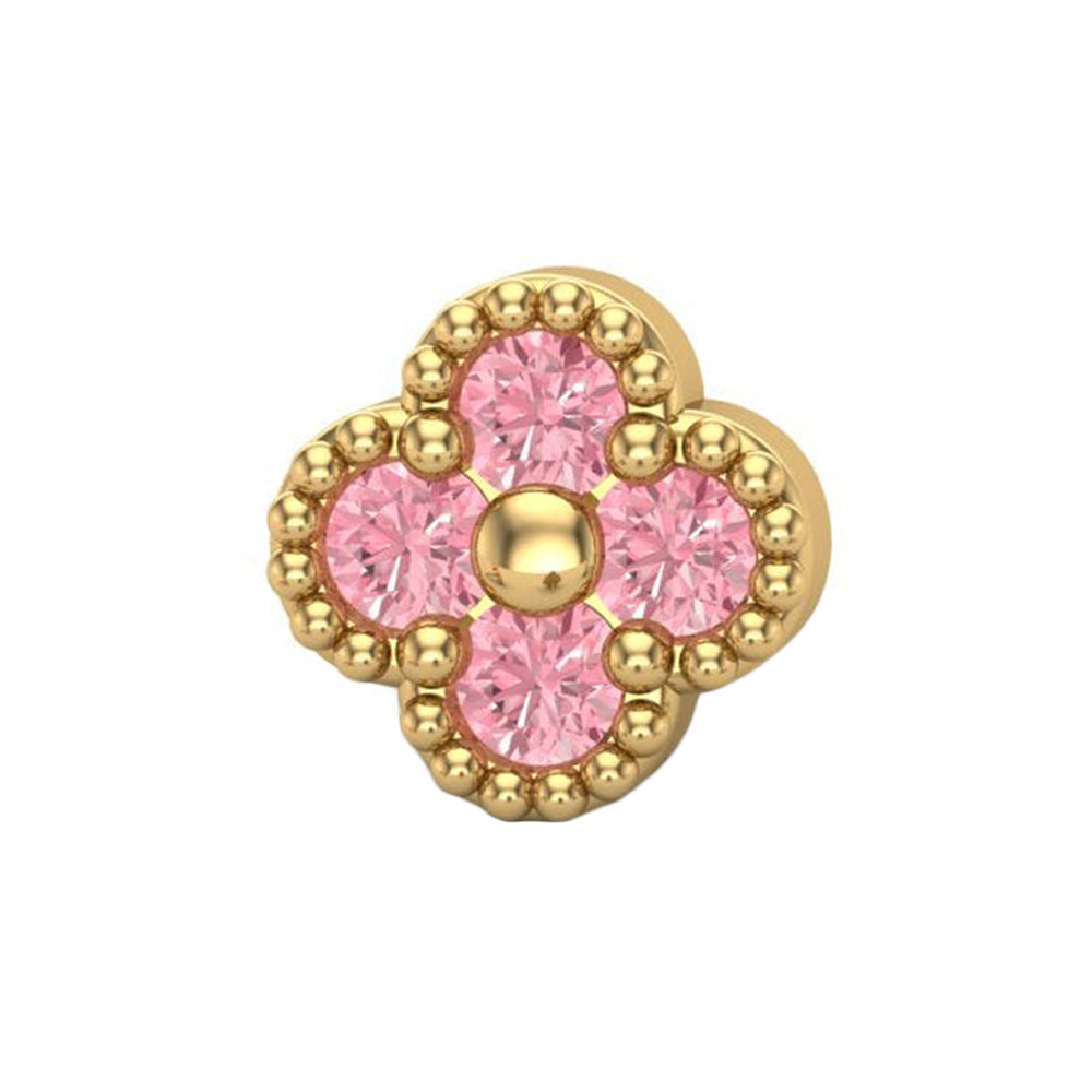Big Clover Threaded End in Gold with CZ's