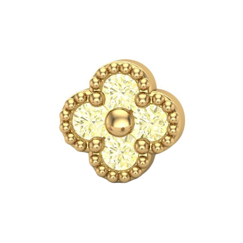 Big Clover Threaded End in Gold with CZ's
