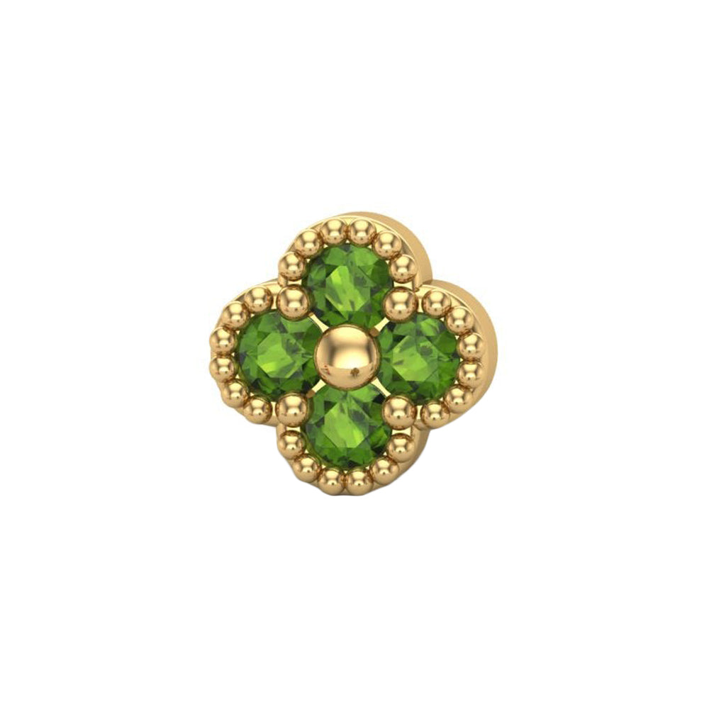 Small Clover Threaded End in Gold with CZ's