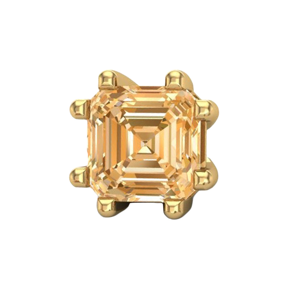 Asscher Threaded End in Gold