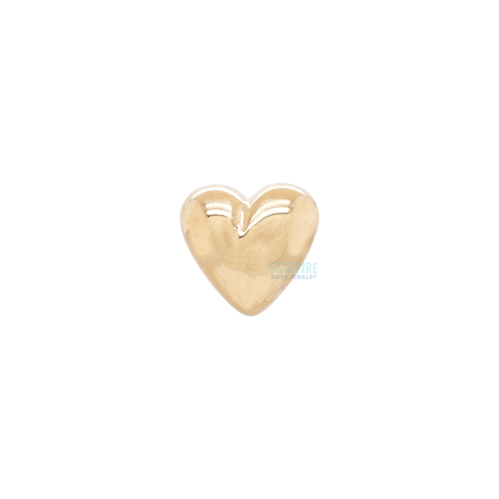 Puffy Heart Threaded End in Gold