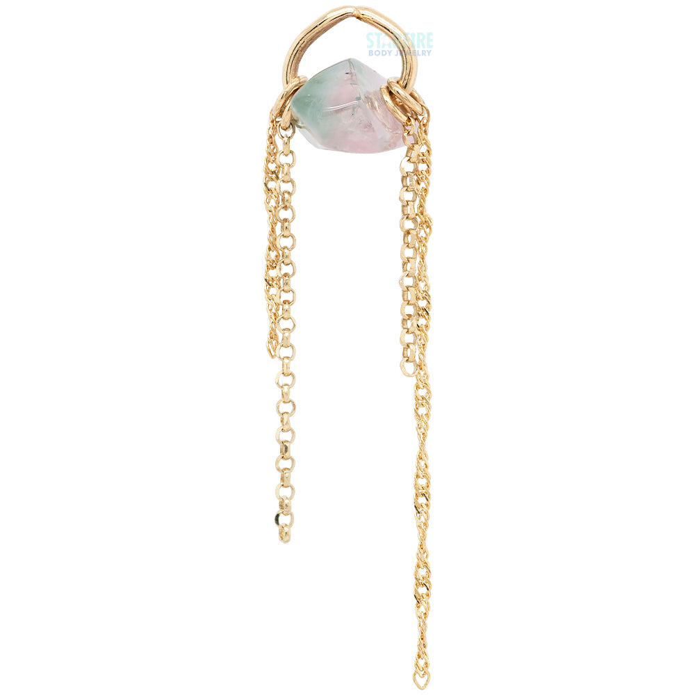 "Ring Around the Tourmaline" Chain Charm in Gold with Tourmaline