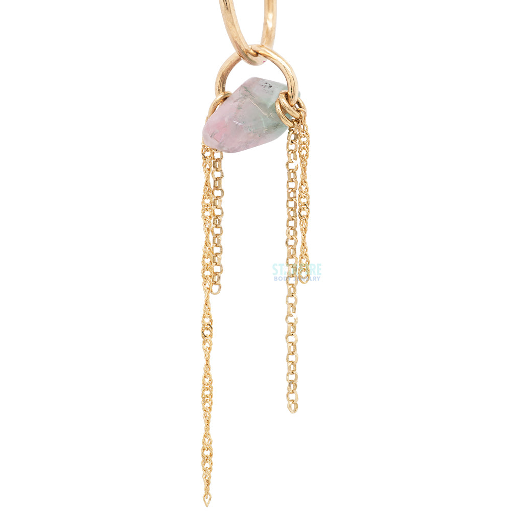 "Ring Around the Tourmaline" Chain Charm in Gold with Tourmaline