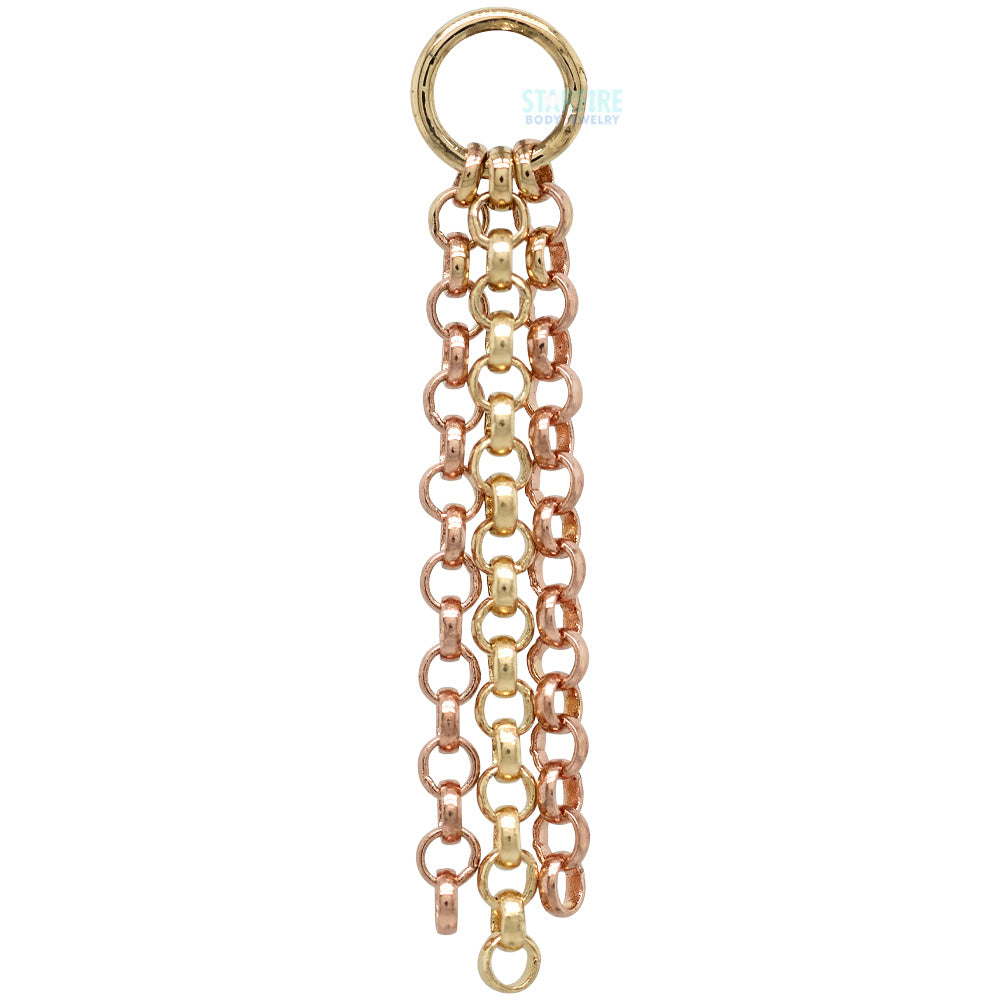 "Rolo Triple Tassel" Chain Charm in Gold & Platinum