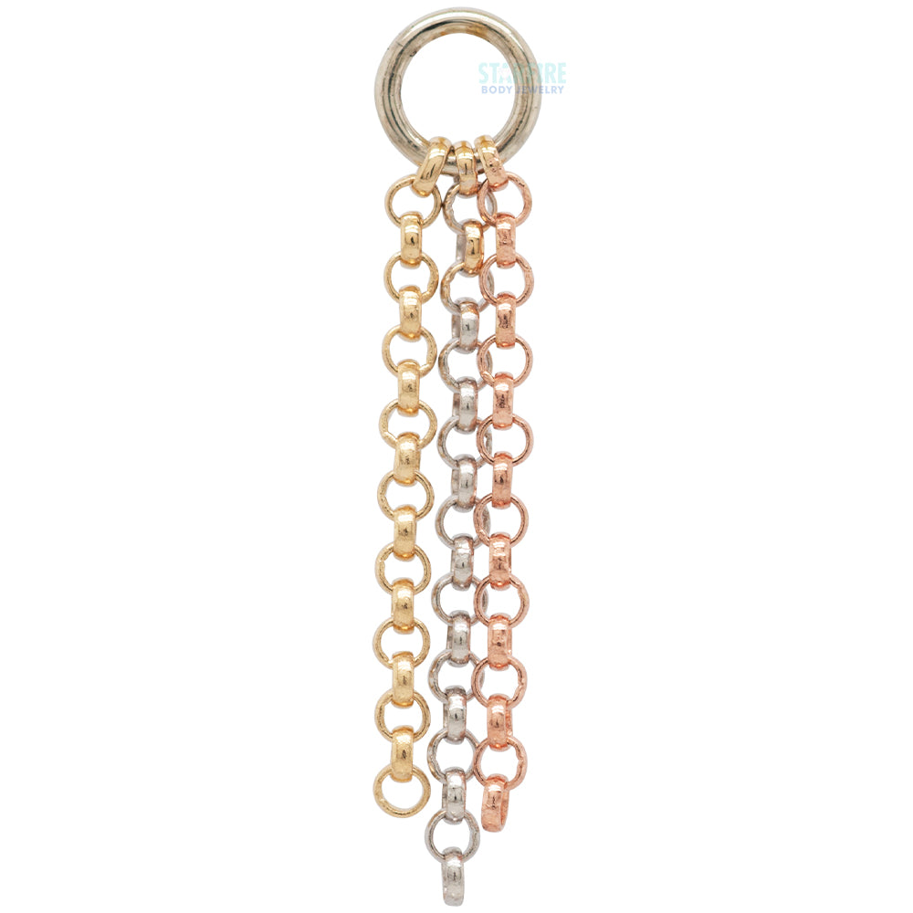 "Rolo Triple Tassel" Chain Charm in Gold & Platinum