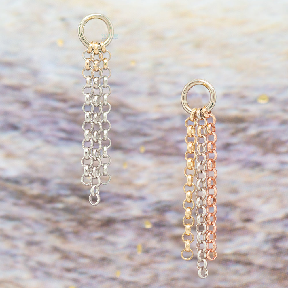 "Rolo Triple Tassel" Chain Charm in Gold & Platinum