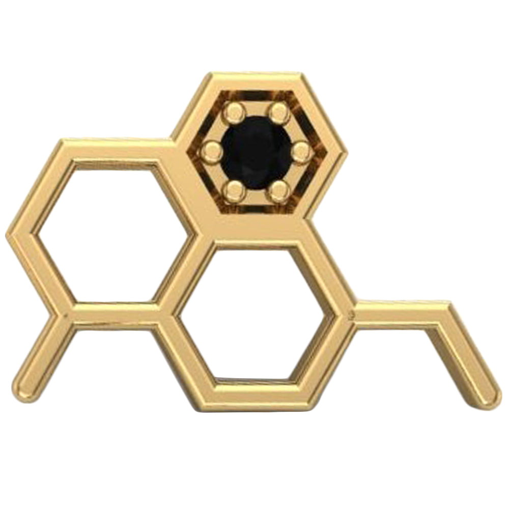 Big Honeycomb Threaded End in Gold with CZ