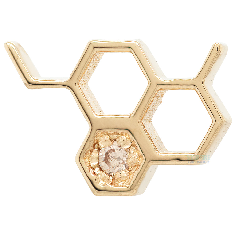 Big Honeycomb Threaded End in Gold with CZ