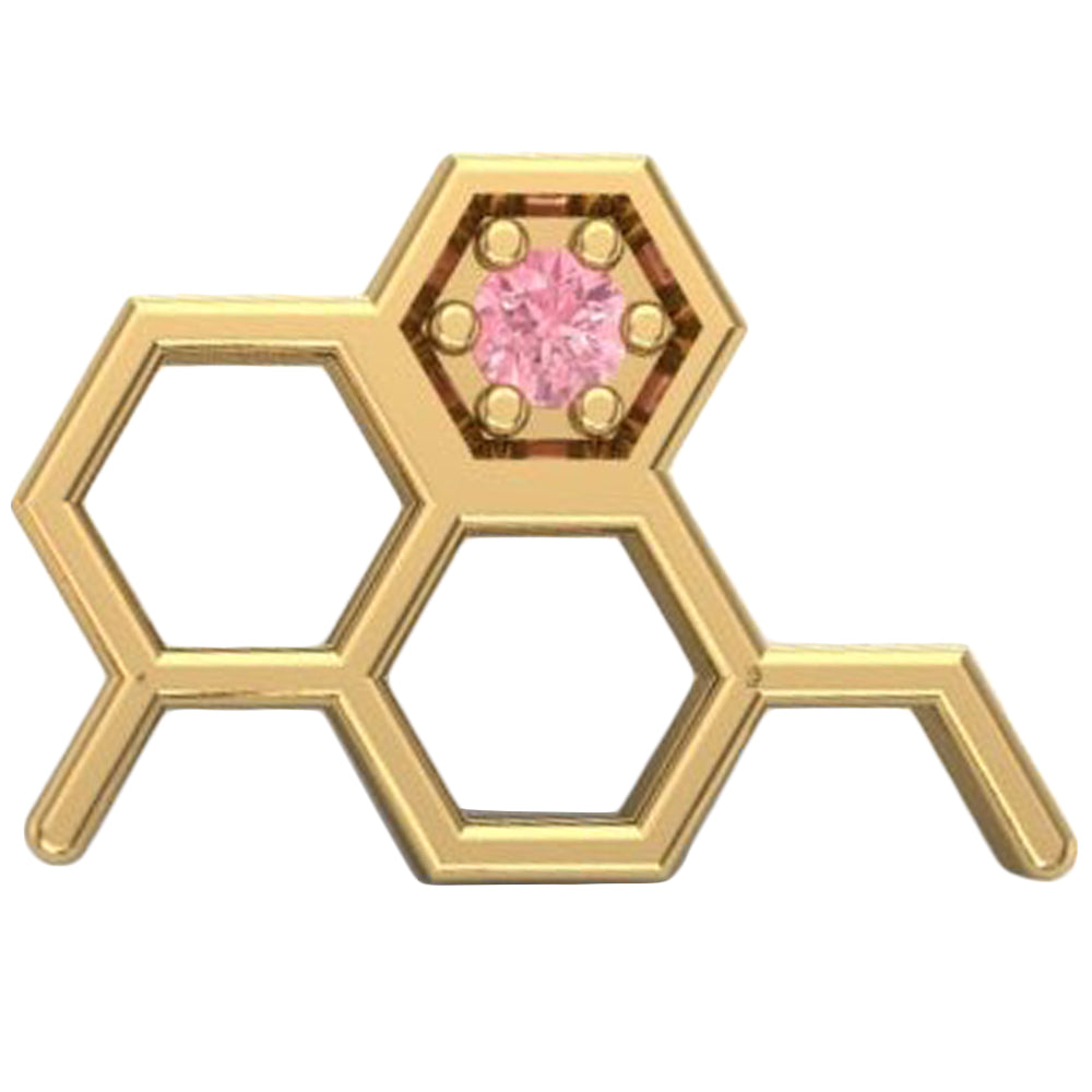 Big Honeycomb Threaded End in Gold with CZ