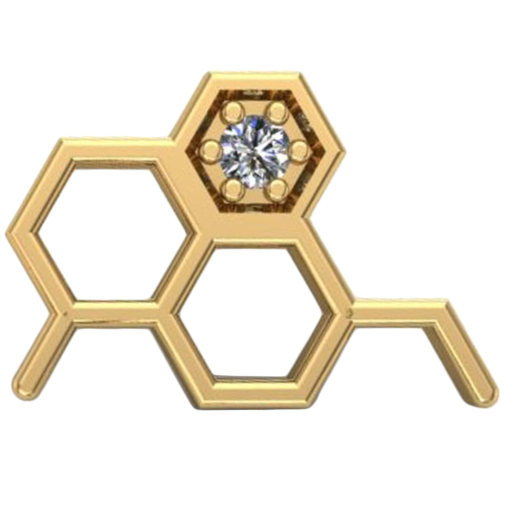 Big Honeycomb Threaded End in Gold with CZ