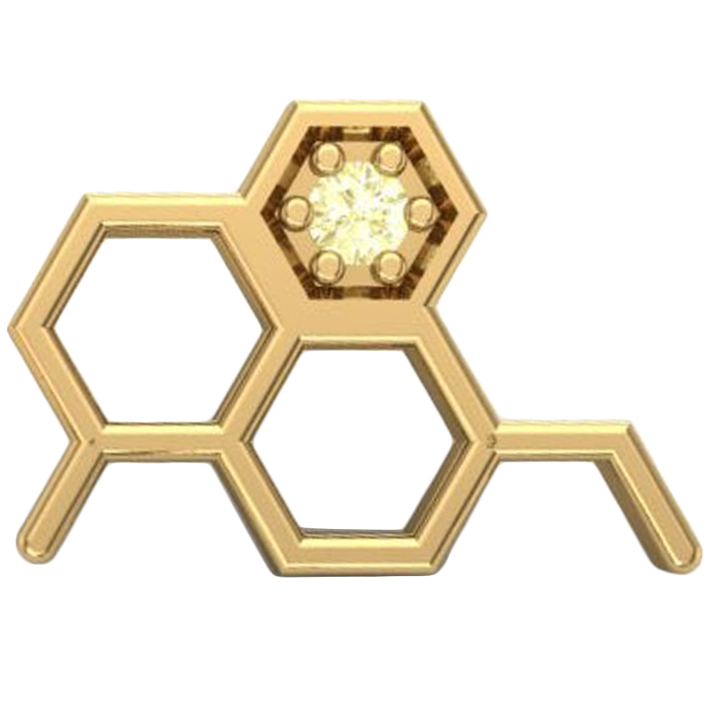 threadless: Big Honeycomb End in Gold with CZ