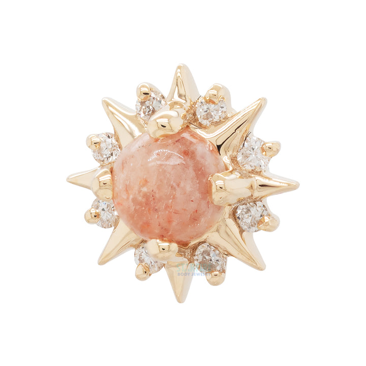 threadless: "Surya" End in Gold with Oregon Sunstone & Diamonds