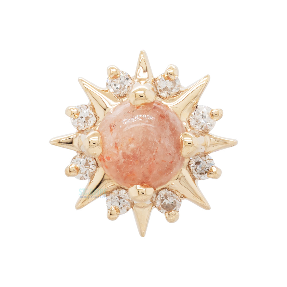 threadless: "Surya" End in Gold with Oregon Sunstone & Diamonds